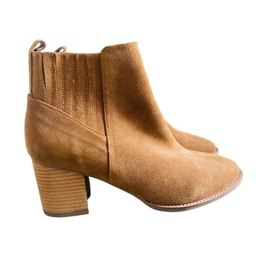Blondo Noa Leather Tan Camel Ankle Heeled Booties Boots Size 11 Womens - Picture 5 of 12
